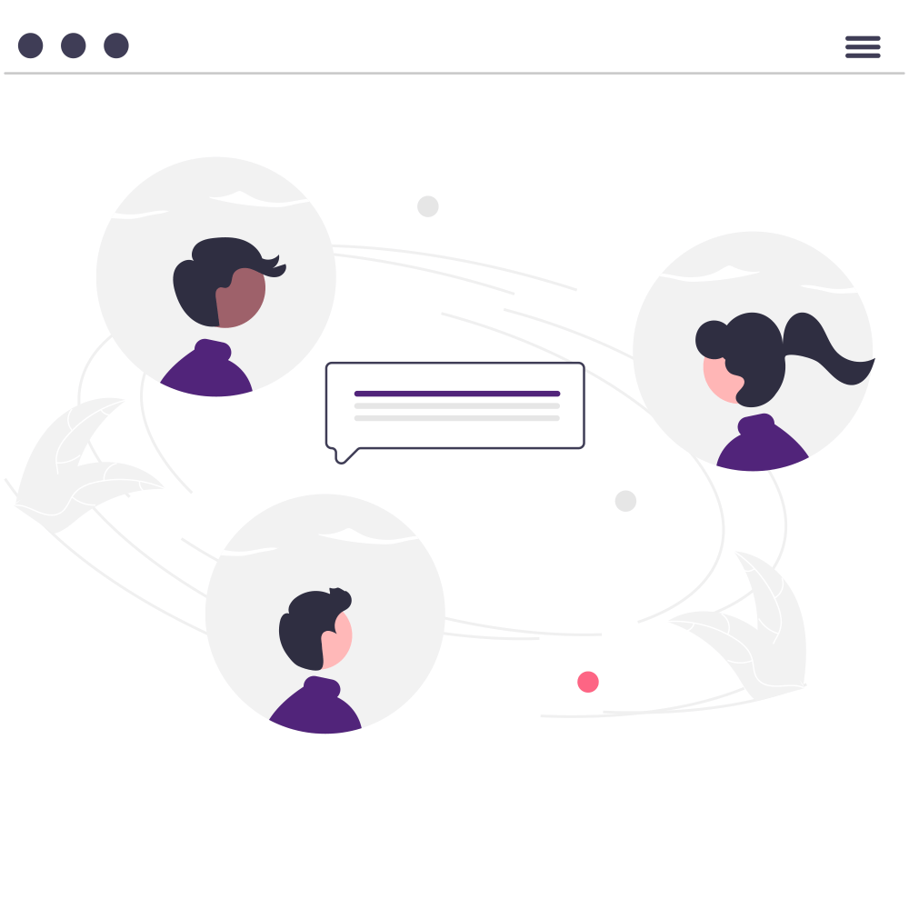 3 students in circles connecting with eachother